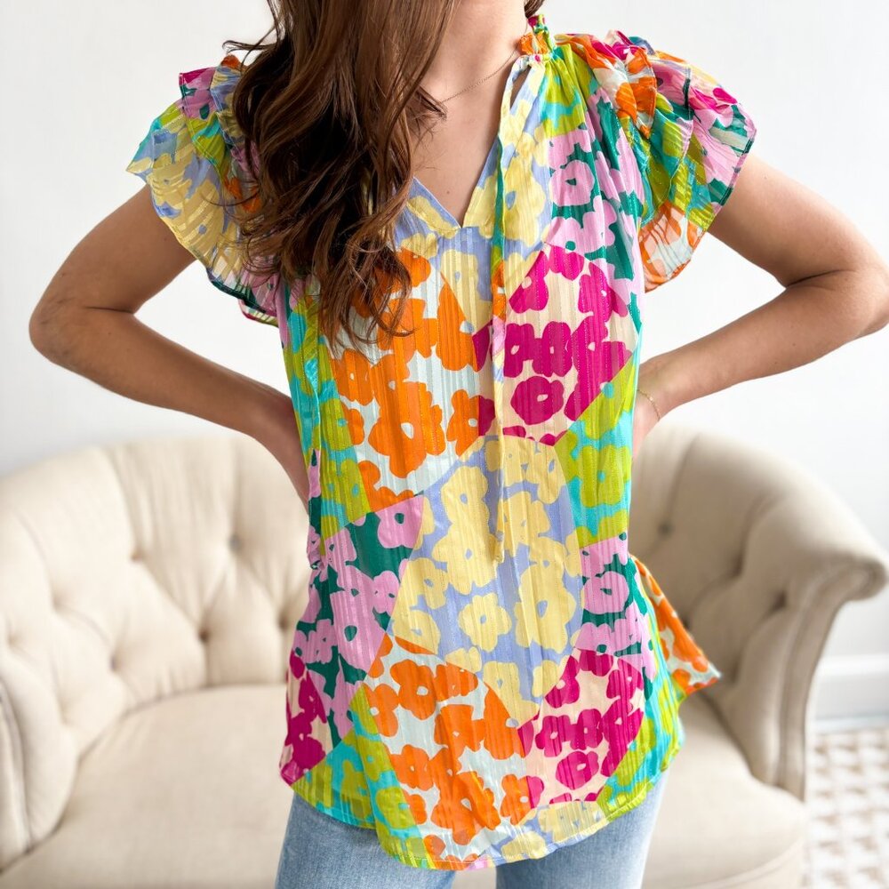 Callie Leopard Flutter Sleeve Top